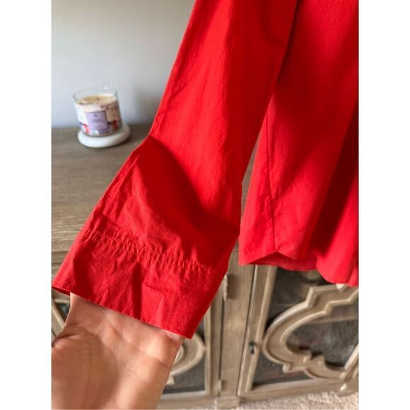 FABIANA PIGNA Crimson Red Blouse Long Sleeve Ruffled Neckline Size Xsmall - Picture 2 of 11